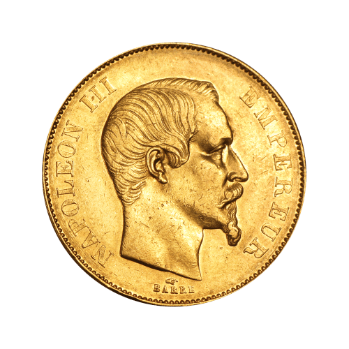 Pièce d'or 50 francs français Napoléon III d'année aléatoire
