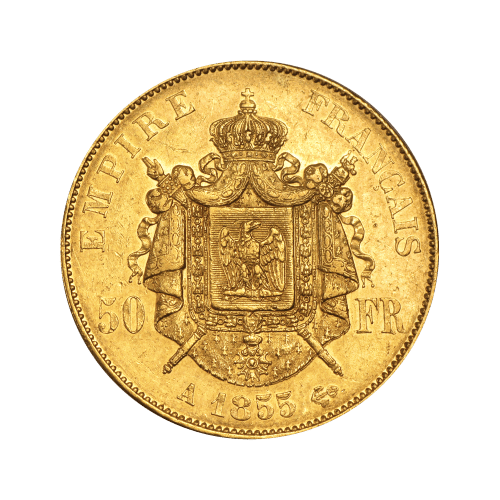 Pièce d'or 50 francs français Napoléon III d'année aléatoire