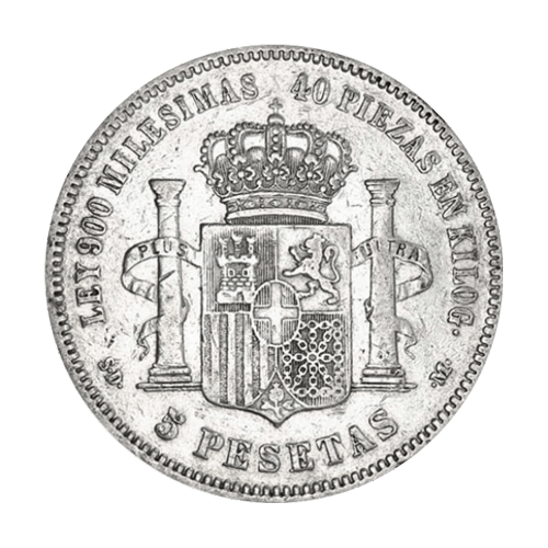 Random Year 5 Pesetas Spanish Silver Coin