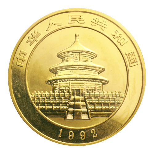 Pièce 1 once d'or Panda Chine 1992