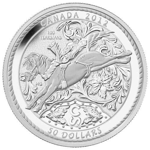Pièce 5 onces d'argent 100ème anniversaire du Rodéo de Calgary 2012