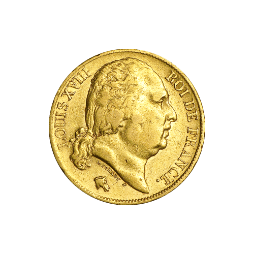 Pièce d'or Louis XVIII de 20 Francs 1816-1824
