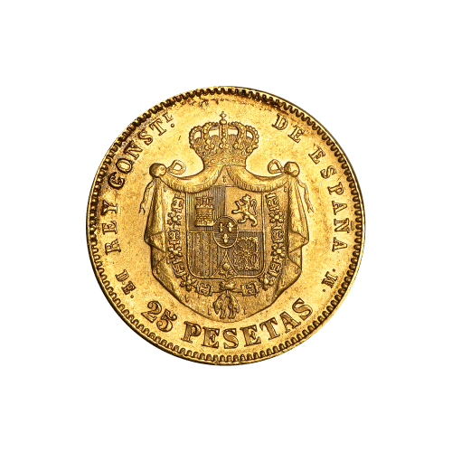 Pièce d'or 25 pesetas d'Espagne d'année aléatoire