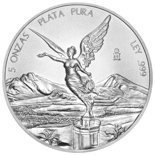 Pièce 5 onces d'argent Libertad mexicaine Année aléatoire