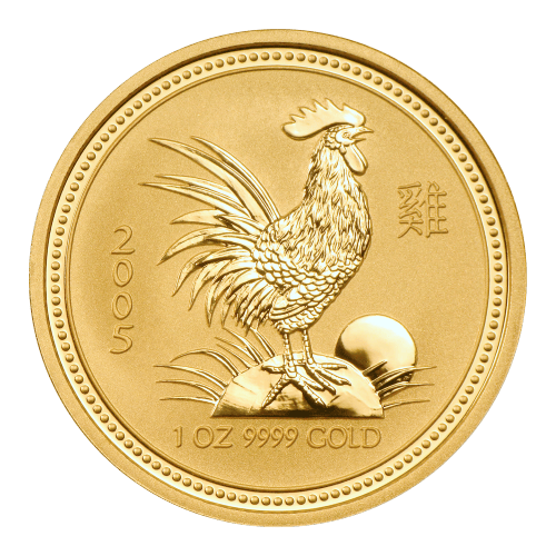 Pièce 1 once d'or Lunaire Année du Coq 2005 | Monnaie de Perth