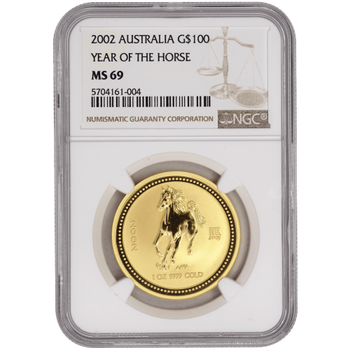 1 oz 2002 Lunar Year of The Horse MS-69 Gold Coin | Perth Mint
