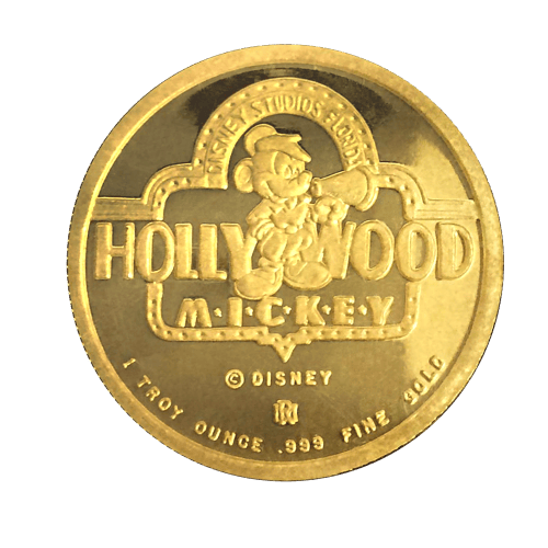 1 oz Rarities Mickey Goes to Hollywood Disney Gold Round