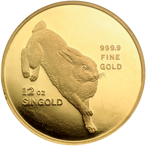 12 oz 1987 Singapore Rabbit Gold Round