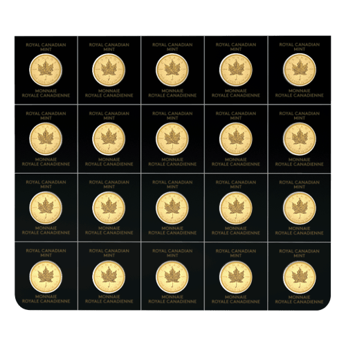 Feuille de pièces 20 grammes (20 x 1 g) d'or MapleGram 2020