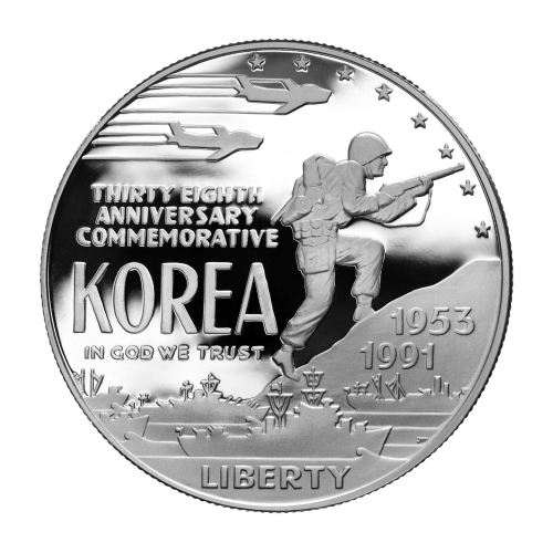 1991 Korean War Memorial Proof Silver Coin