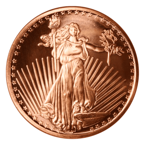 Ronde 1 once de cuivre Aigle Saint Gaudens | Monnaie de SilverTowne