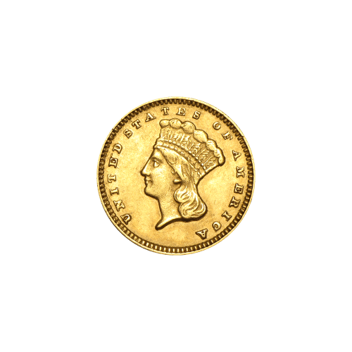 Pièce d'or 1 $ Aigle Tête d'Indien Type 3 Année aléatoire