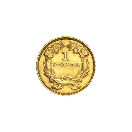 Pièce d'or 1 $ Aigle Tête d'Indien Type 3 Année aléatoire