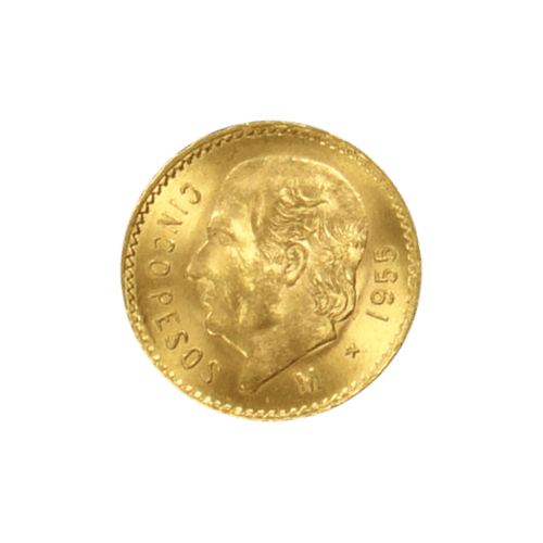 Pièce d'or 5 pesos mexicains d'année aléatoire