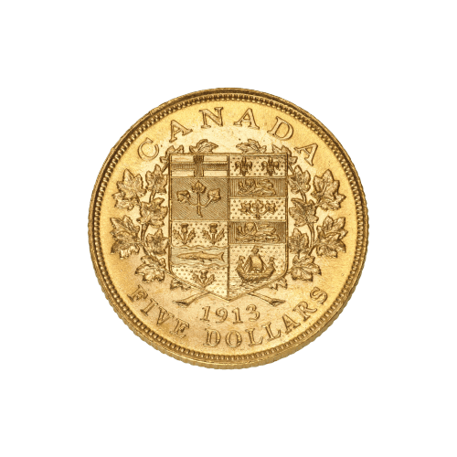 Pièce d'or 5 $ Réserve d'or du Canada 1913