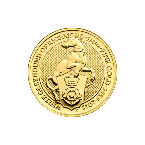 1/4 oz 2021 Queen's Beasts White Greyhound of Richmond Gold Coin