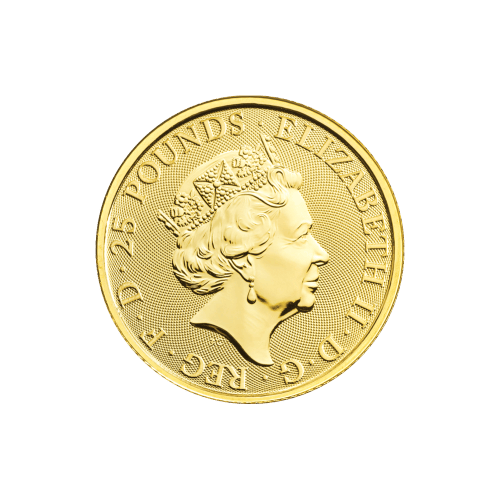 Pièce 1/4 once d'or Les Bêtes de la Reine : Lévrier blanc de Richmond 2021 | La Monnaie royale