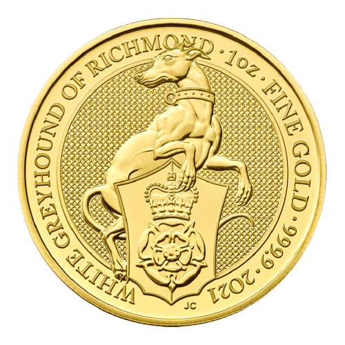 1 oz 2021 Queen's Beasts White Greyhound of Richmond Gold Coin | The Royal Mint