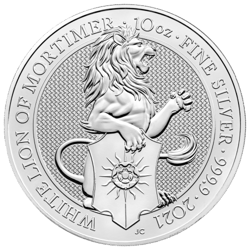 Pièce 10 onces d'argent Les Bêtes de la Reine : Lion blanc de Mortimer 2021 | La Monnaie royale
