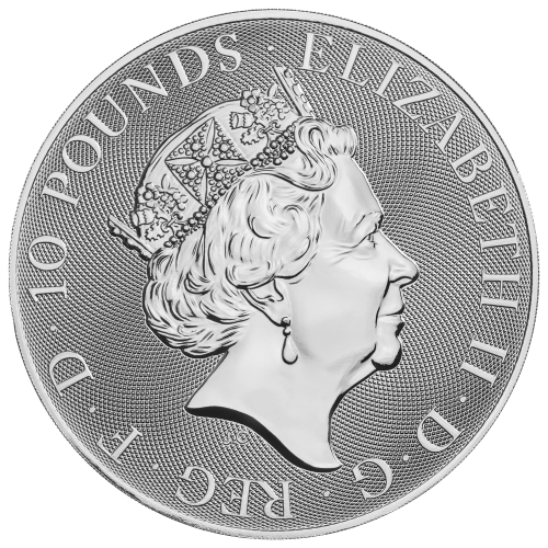 Pièce 10 onces d'argent Les Bêtes de la Reine : Lion blanc de Mortimer 2021 | La Monnaie royale
