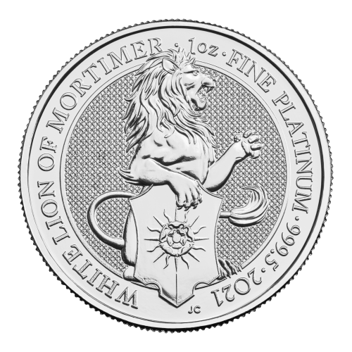 Pièce 1 once de platine Les Bêtes de la Reine : Lion blanc de Mortimer 2021 | La Monnaie royale
