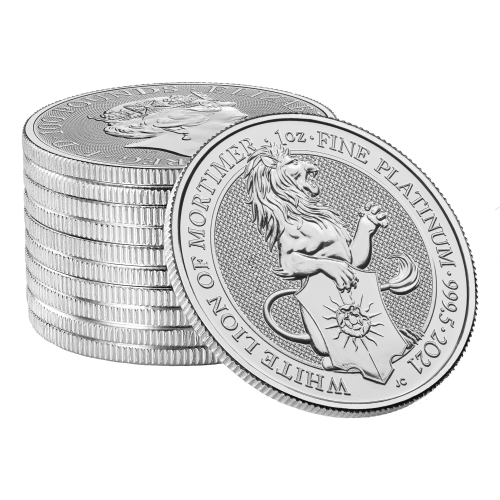 Pièce 1 once de platine Les Bêtes de la Reine : Lion blanc de Mortimer 2021 | La Monnaie royale