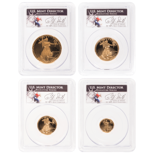 Set of 4 x Random Year American Eagle PR69 DCAM Proof Gold Coins | United States Mint