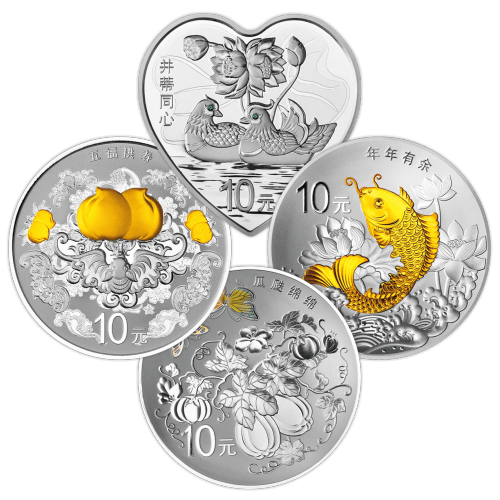 4 x 1 oz 2015 Auspicious Culture Proof Silver Coin Set