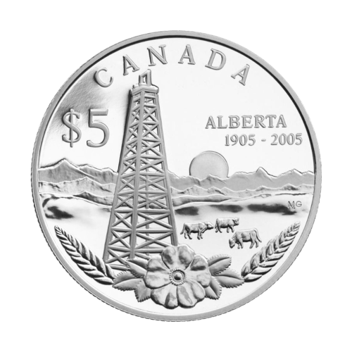 1905-2005 $5 Alberta Centennial Proof Silver Coin | Royal Canadian Mint