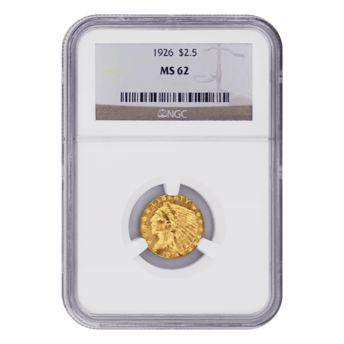 Pièce de 25 centimes en or MS-62 Tête d'Indien Aigle 2,5 $ Année aléatoire | Monnaie des États-Unis