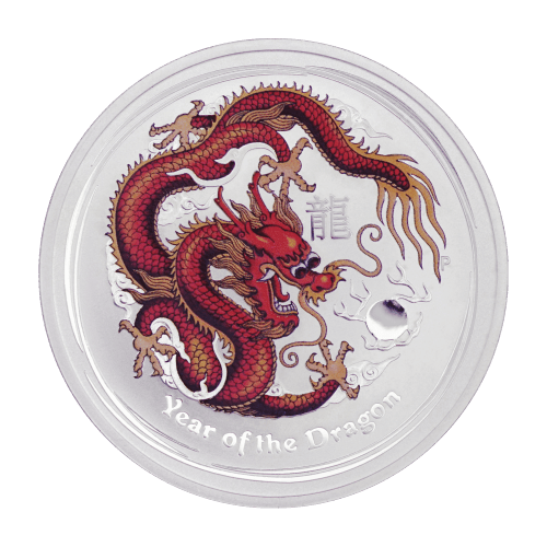 1 oz 2012 Lunar Year of the Dragon Colourized Silver Coin | Perth Mint