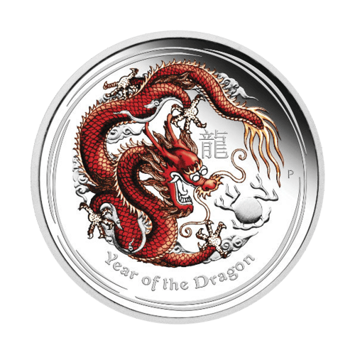 1/2 oz 2012 Lunar Year of the Dragon Colorized Silver Coin