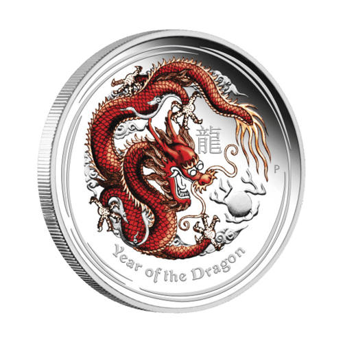 1/2 oz 2012 Lunar Year of the Dragon Colorized Silver Coin
