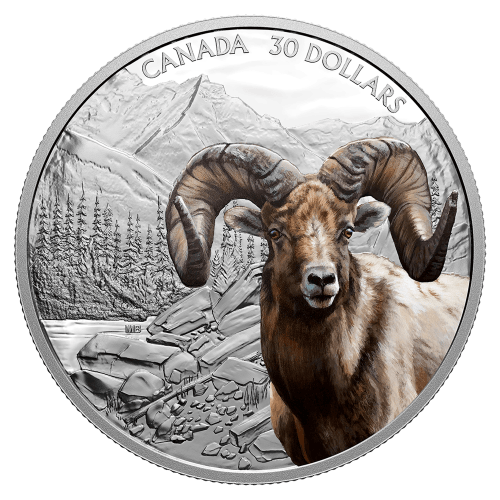 Pièce 2 onces d'argent Icônes imposantes | Mouflon d'Amérique colorisée 2020 Monnaie royale canadienne