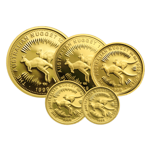 Set of 5 x Random Year Australian Nugget Proof Gold Coins | Perth Mint