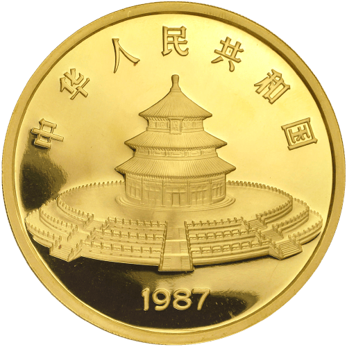 Pièce 5 onces en or Épreuve numismatique Panda Chine 1987 | Monnaie chinoise