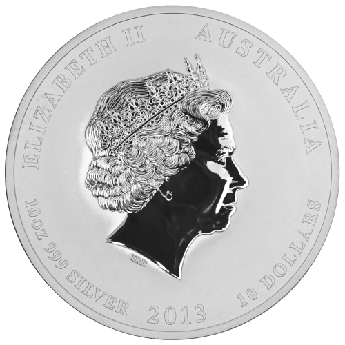 Pièce 10 once d'argent colorisée Lunaire Année du Serpent 2013