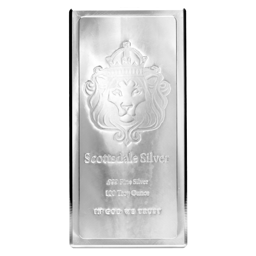 Lingot 100 onces d'argent empilable King | Monnaie de Scottsdale