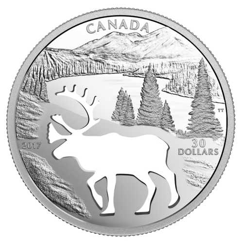 1.7 oz 2017 Endangered Animal Cutout: Woodland Caribou Silver Coin | Royal Canadian Mint
