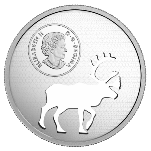 1.7 oz 2017 Endangered Animal Cutout: Woodland Caribou Silver Coin | Royal Canadian Mint