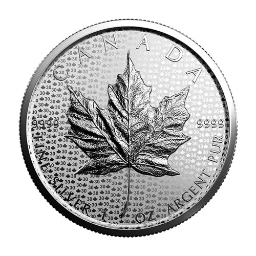 Set of 2 x 1 oz 2018 Canadian Maple Leaf 30th Anniversary Silver Coins | Royal Canadian Mint