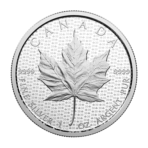 Set of 2 x 1 oz 2018 Canadian Maple Leaf 30th Anniversary Silver Coins | Royal Canadian Mint