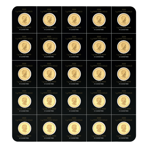 25 gram (25 x 1 g) 2021 MapleGram Sheet of Gold Coins | Royal