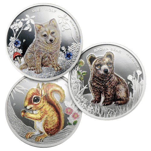 Set of 3 x 1/2 oz 2013 Forest Babies Silver Coins | Perth Mint