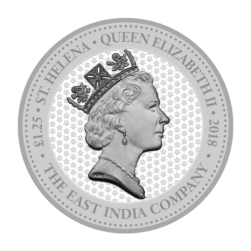 Pièce 1,25 once d'argent Blason Couronne Rose Guinée 2018 | Compagnie des Indes orientales
