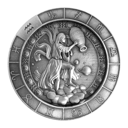 1 oz Zodiac Sign Aquarius Silver Round | Monarch Precious Metals