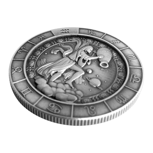 1 oz Zodiac Sign Aquarius Silver Round | Monarch Precious Metals