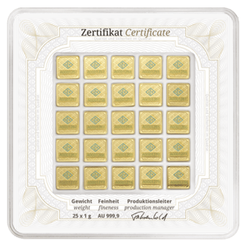 25 x 1 gram Gold Bar MultiCard | Geiger Edelmetalle