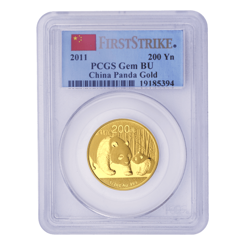 Ensemble de 5 pièces d'or 2011 Premières pièces frappées Panda Chine Prestige | Monnaie chinoise