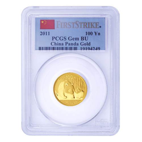 Ensemble de 5 pièces d'or 2011 Premières pièces frappées Panda Chine Prestige | Monnaie chinoise